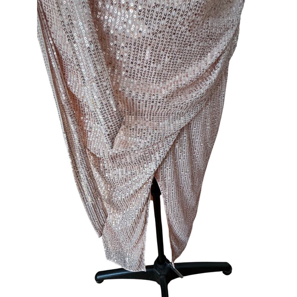 NWT Grace Karin Women’s Rose Gold Sequin One Shoulder Prom Dress Size XL - Picture 3 of 9